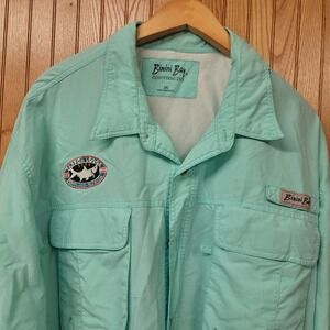 Bimini Bay Mens 3XL Big and Tall Aqua Blue Long Sleeve Vented Fishing Shirt PFG‎